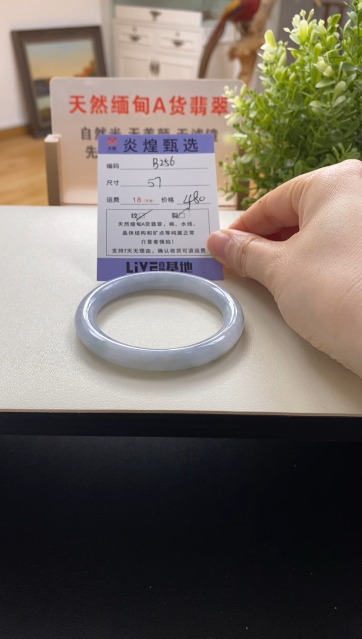 未镶嵌手镯翡翠圈口57编码b256