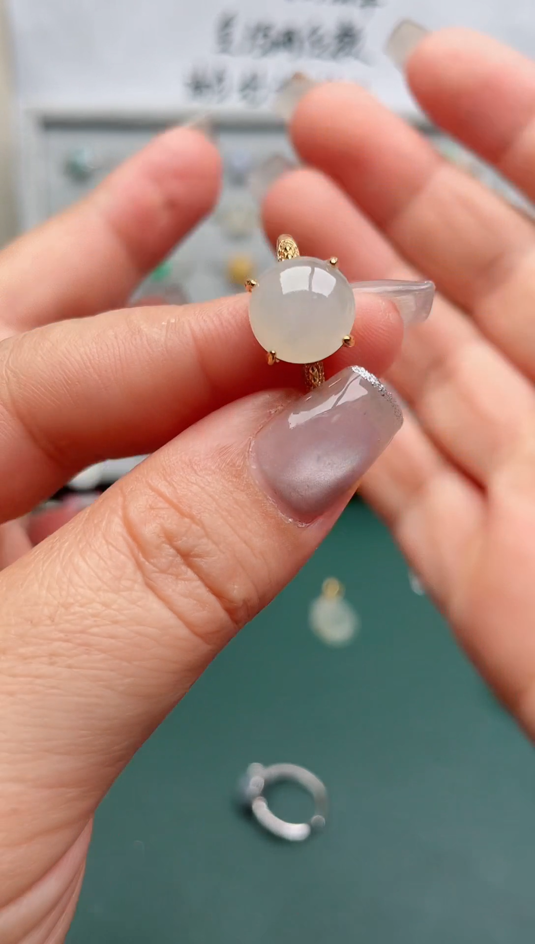 翡翠戒指银S925镶嵌.