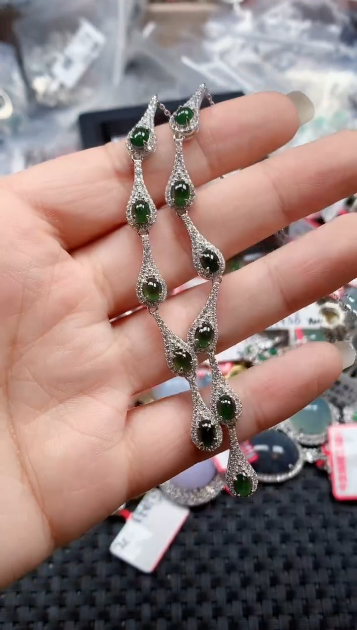 银S925镶嵌戒指翡翠天然A货缅甸翡翠