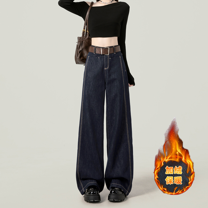 设计感阔腿拖地牛仔裤爆款2025百搭显瘦秋冬蓝直筒裤狂欢季好物