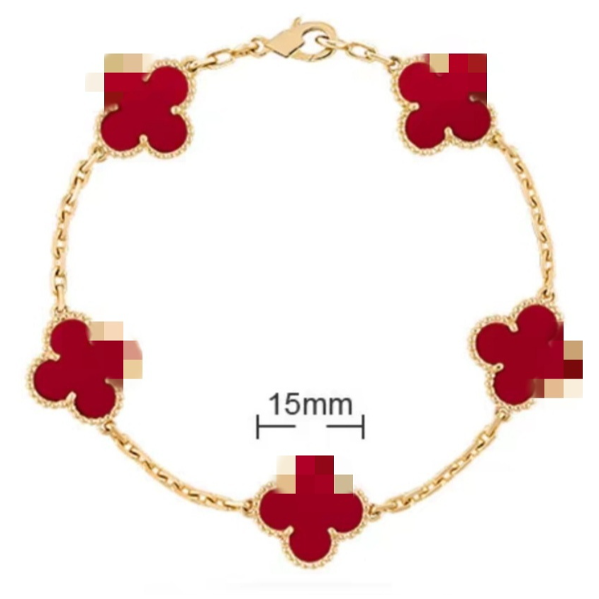 纯铜手链 2.0 热销彩色透光v金五花四叶草手链轻奢简约