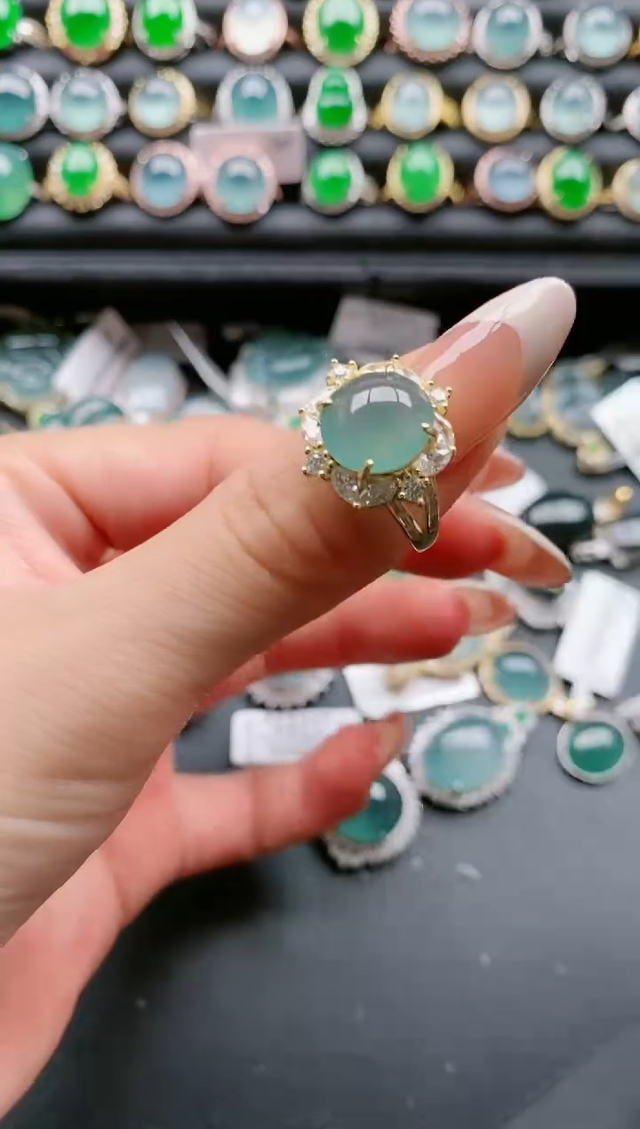 【闪购商品】翡翠戒指银S925镶嵌111111