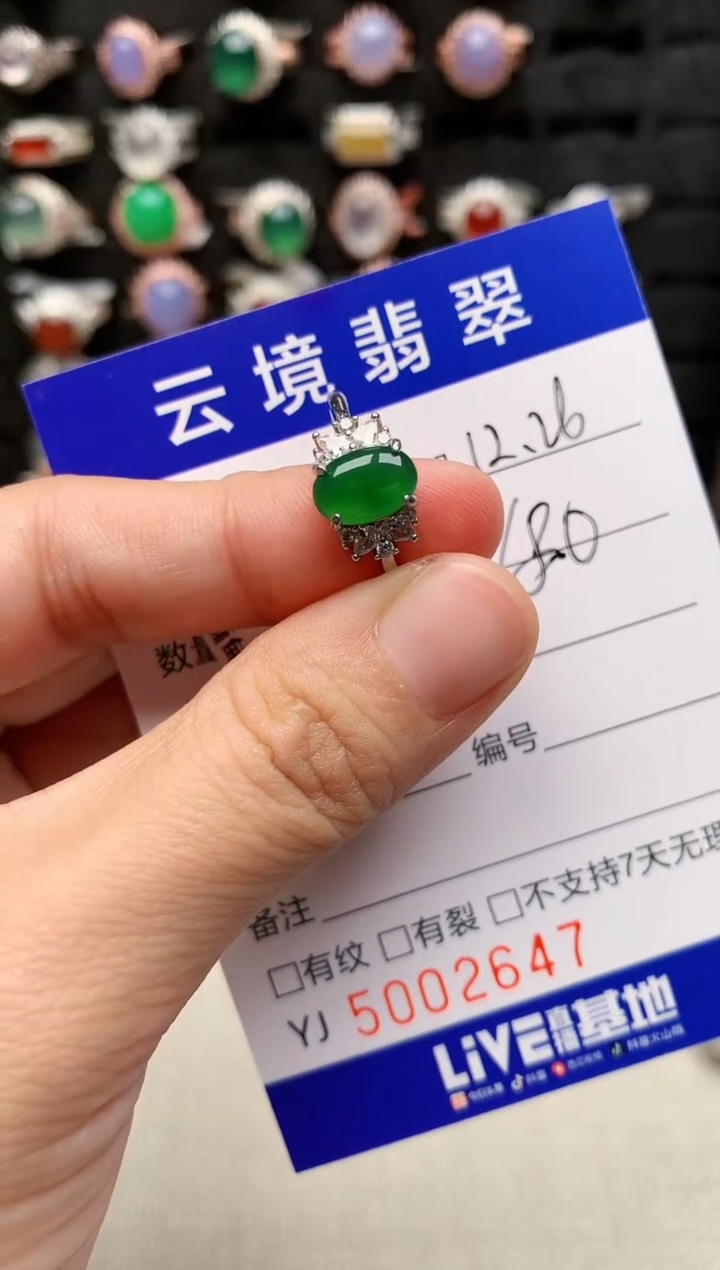 银S925镶嵌戒指翡翠2647