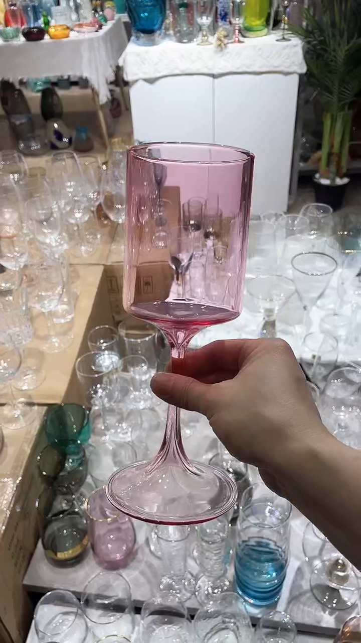 【闪购商品】水晶玻璃1只粉色细杆红酒杯