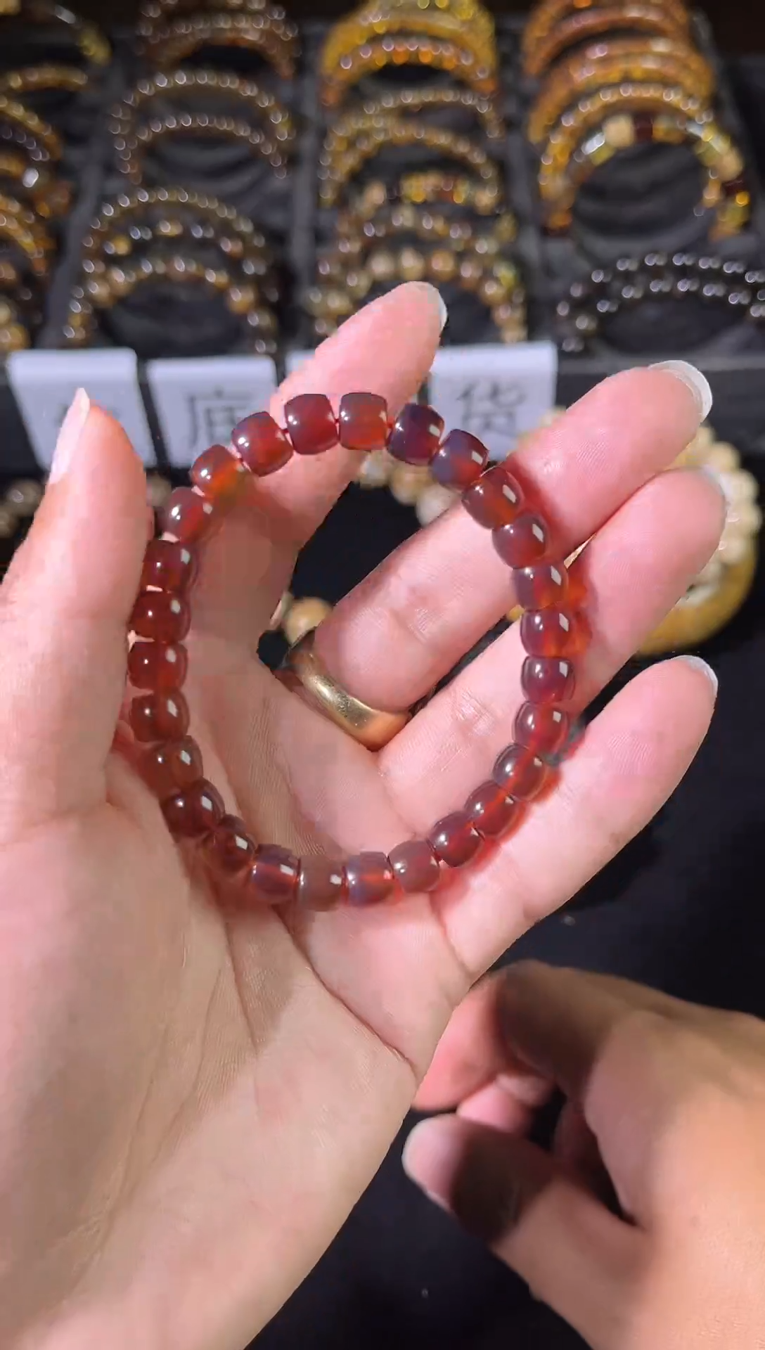 琥珀颈饰未镶嵌紫罗兰直切老型手串8+mm