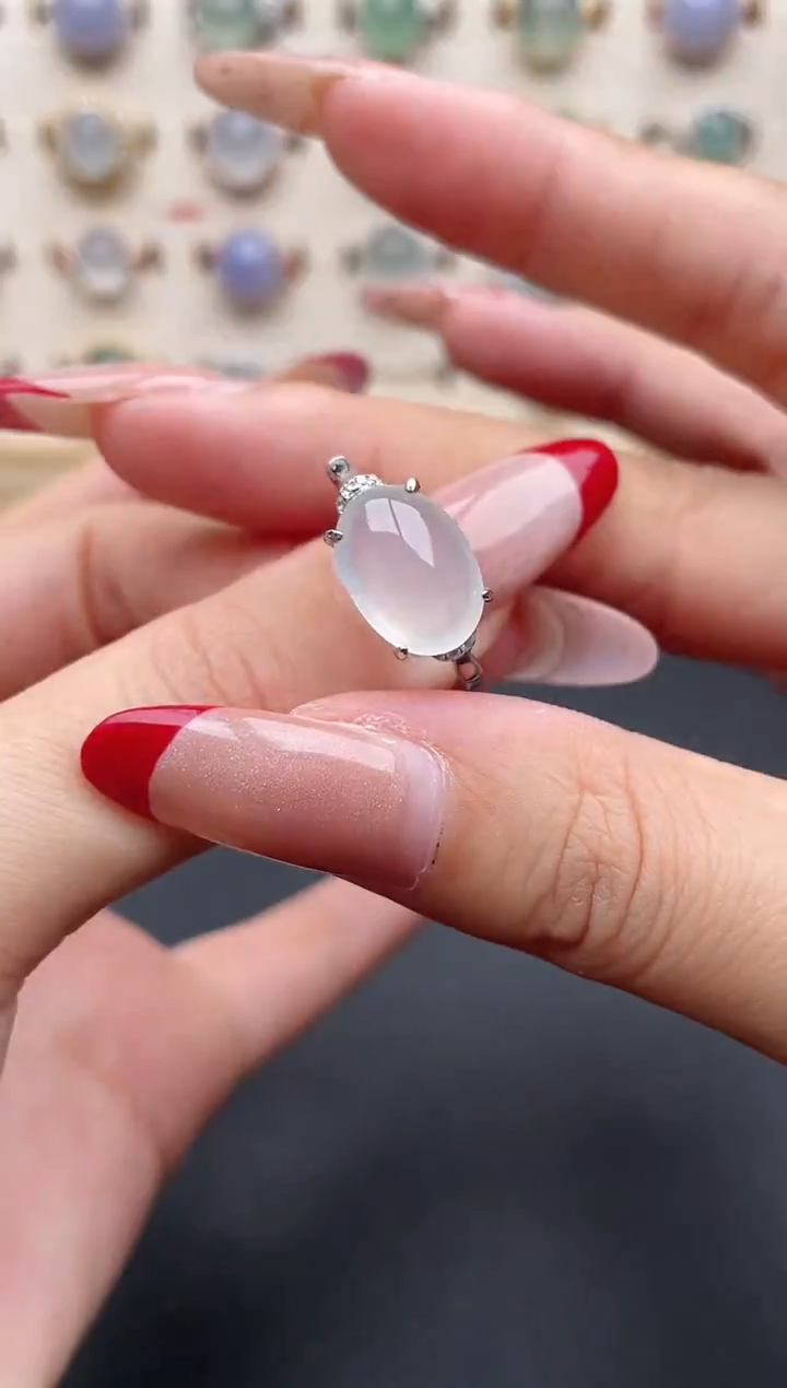 【闪购商品】翡翠戒指银S925镶嵌一物一证一礼盒