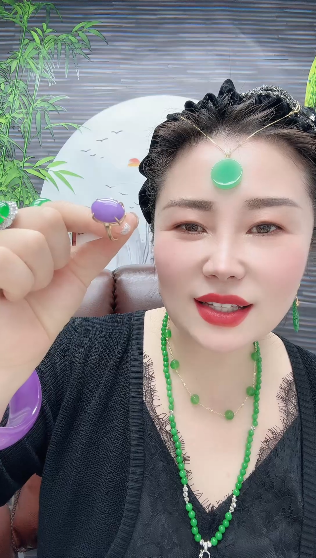 翡翠戒指14K金镶嵌私人定制浓妖鸽子蛋戒指