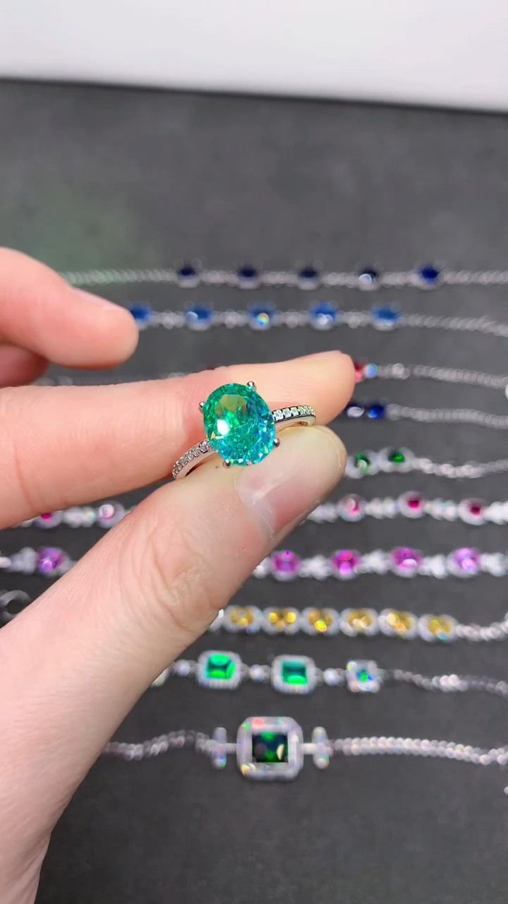 【闪购商品】帕拉依巴碧玺戒指银S925镶嵌......