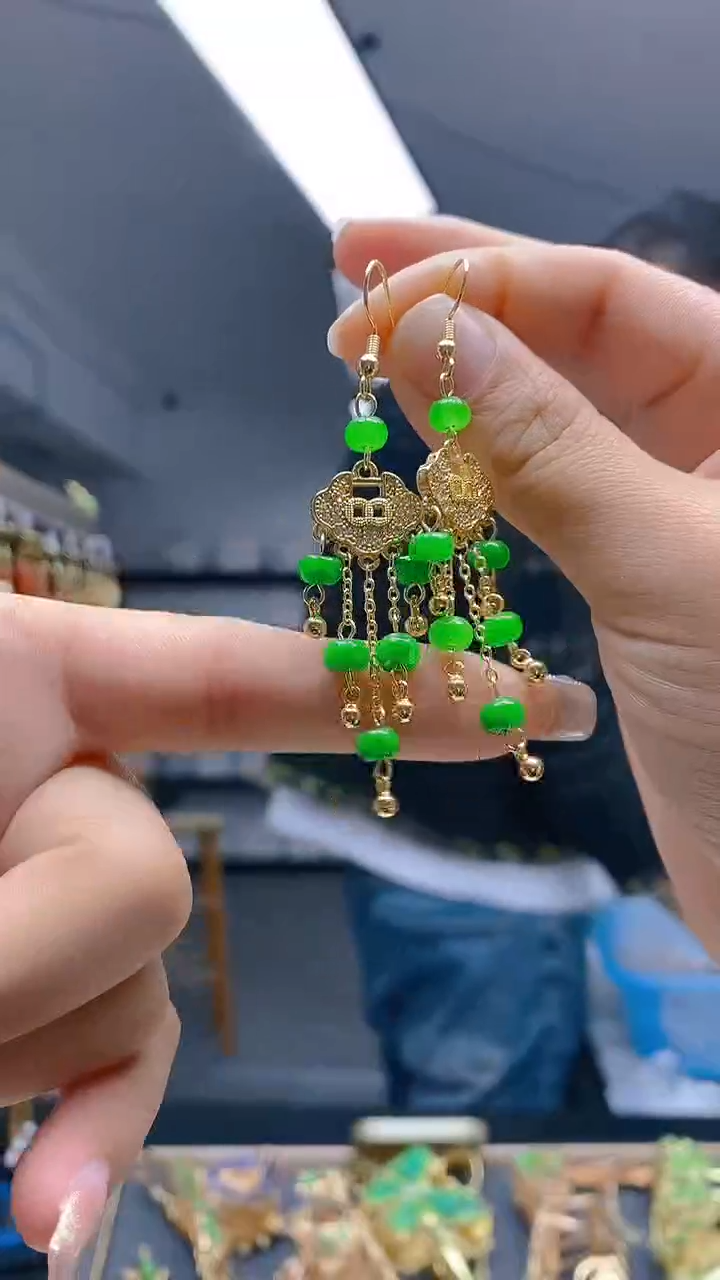【闪购商品】翡翠耳饰合金321翡翠耳钩