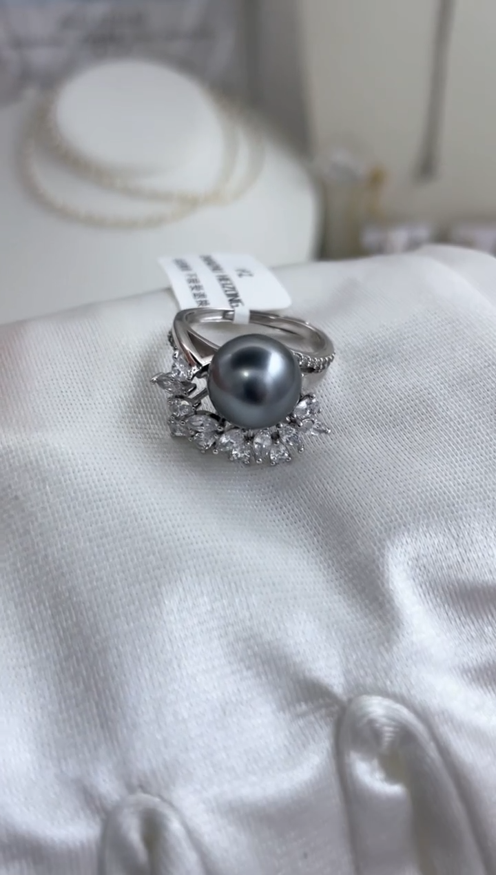银S925镶嵌戒指海水珍珠多样性发其一