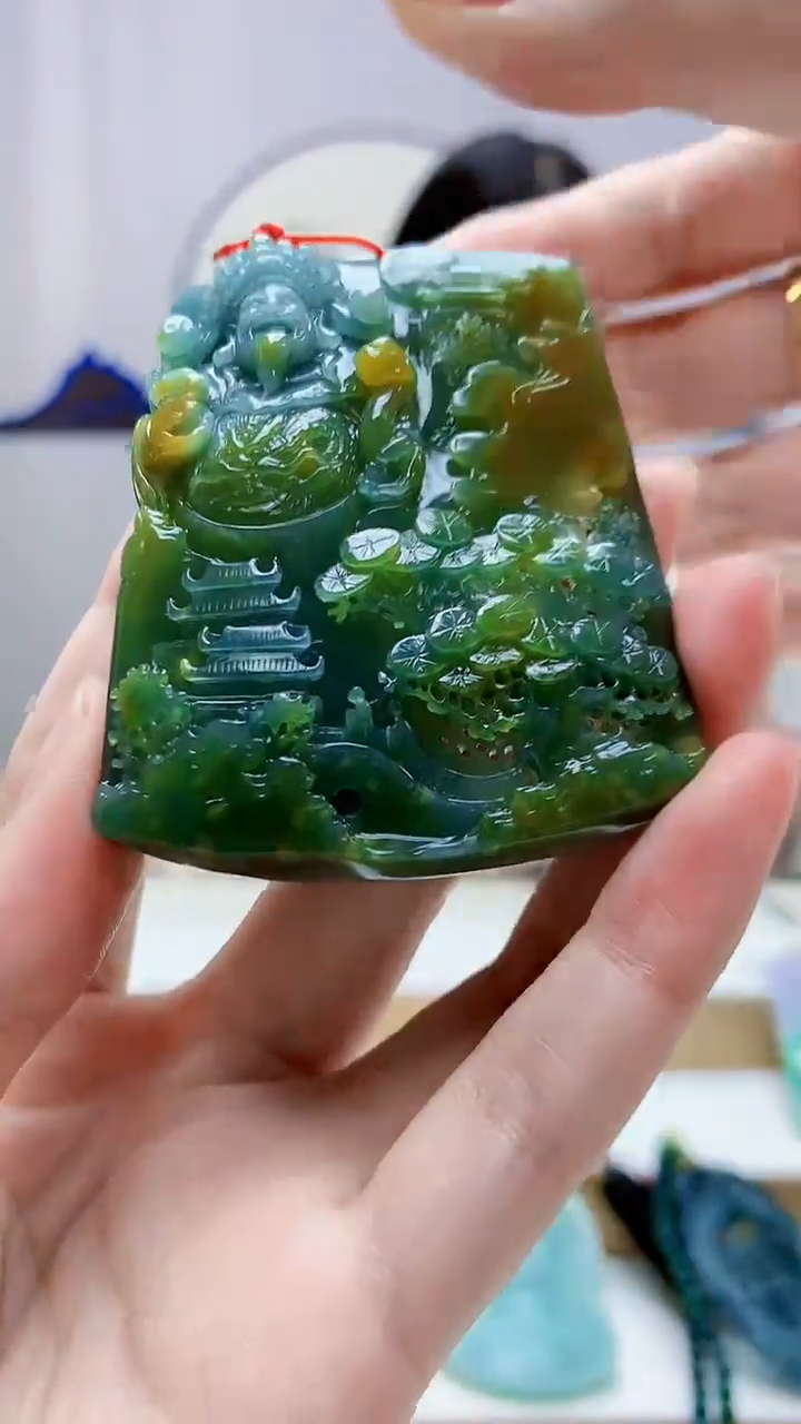 未镶嵌定制翡翠4812zm-毛货挂件财神56