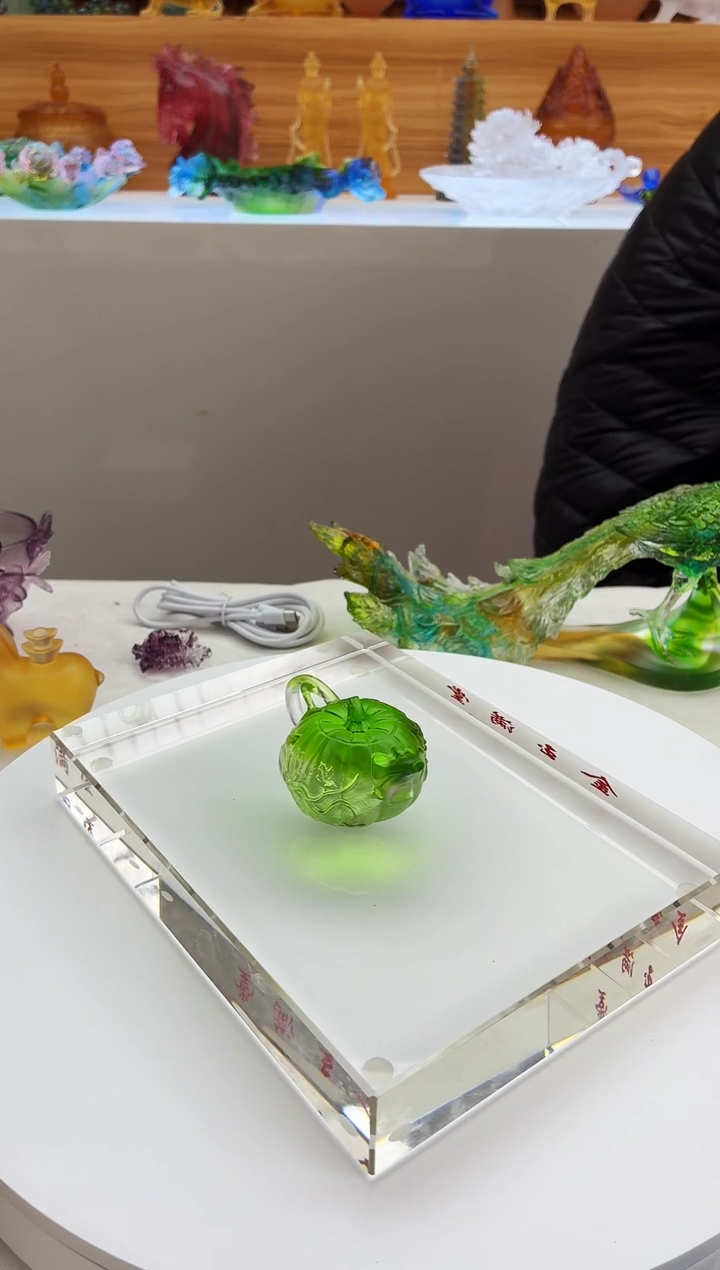 手工艺品琉璃南瓜壶绿色