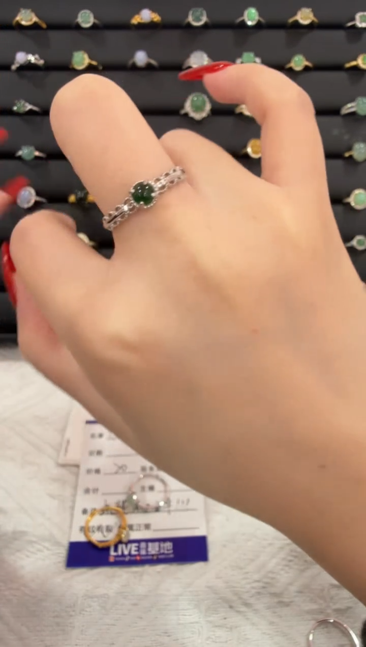 银S925镶嵌戒指翡翠030