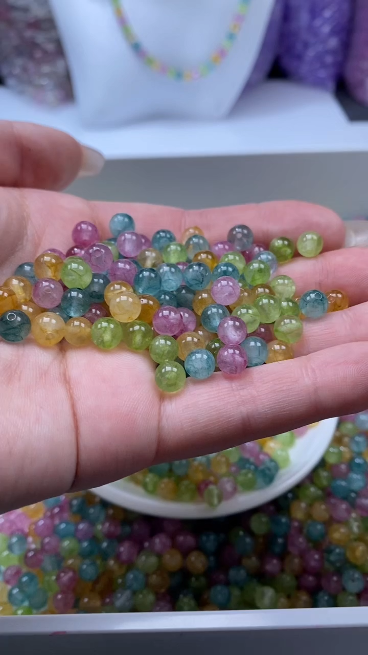 颈饰未镶嵌水晶W2501彩虹碧玺6MM*20颗