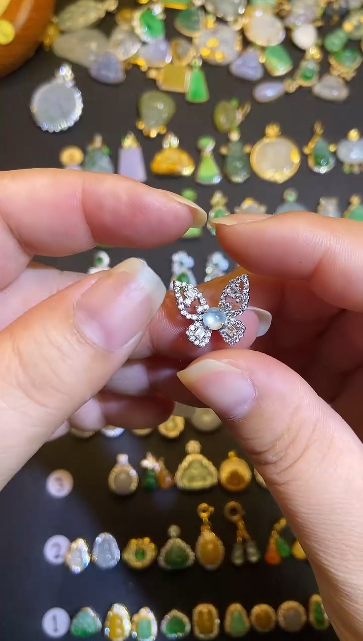 吊坠(不含链)银S925镶嵌翡翠1