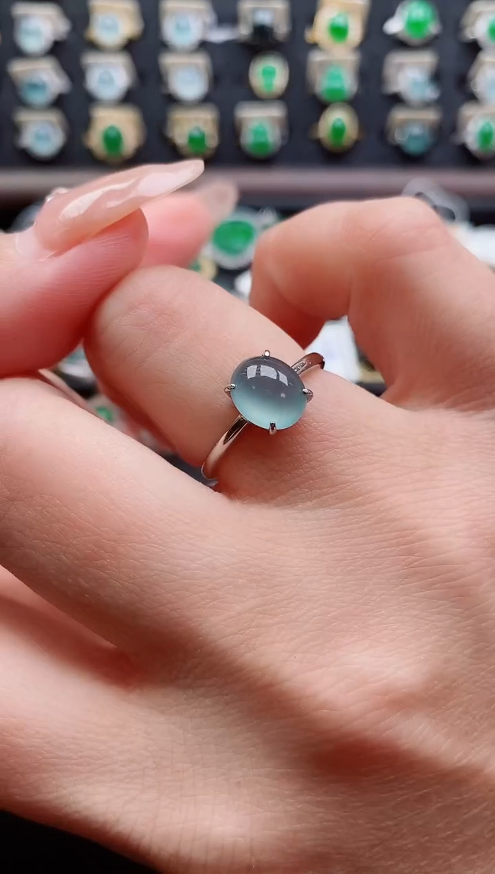 银S925镶嵌戒指翡翠1