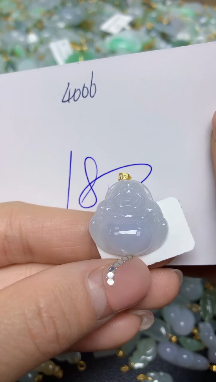 【闪购商品】翡翠挂件18K金镶嵌 天然翡翠A货