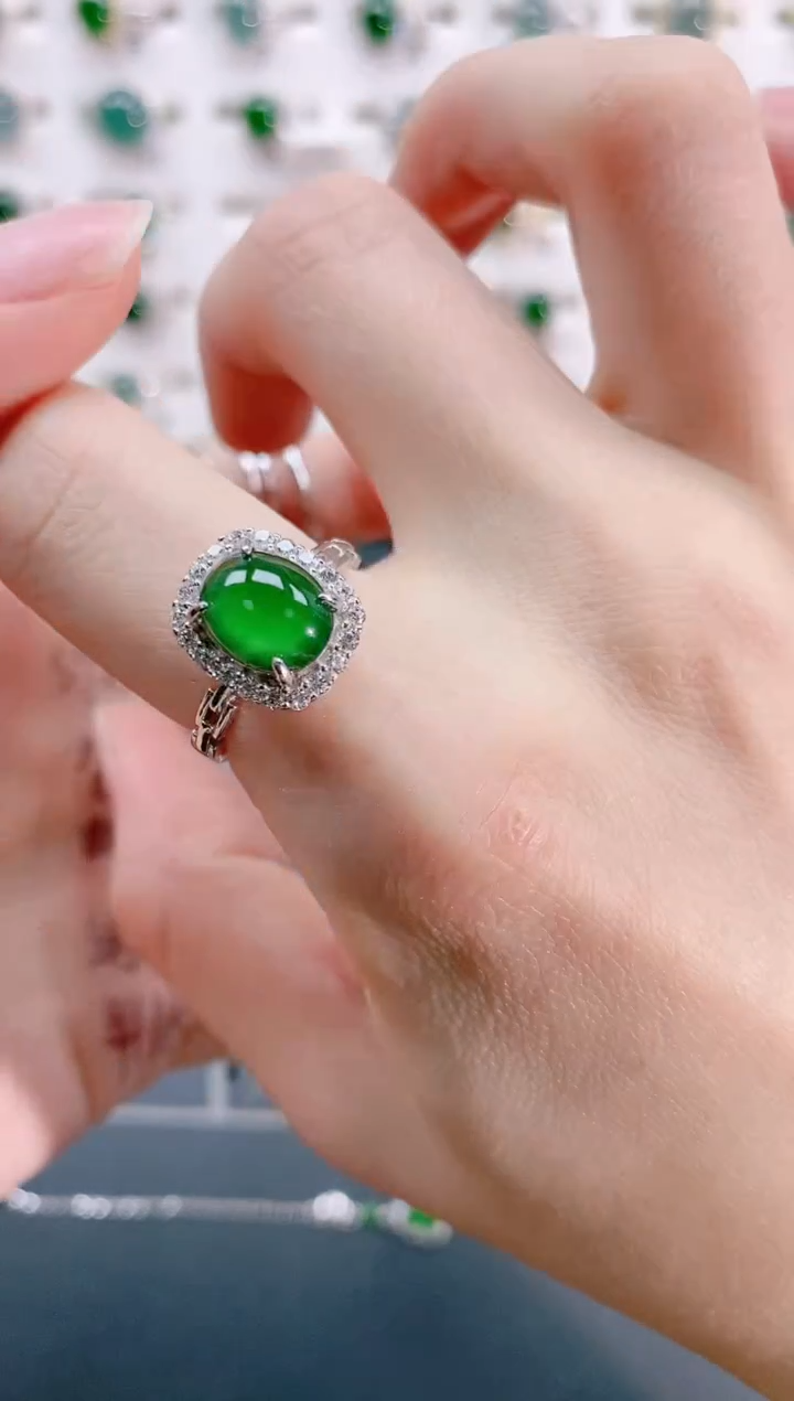 【闪购商品】翡翠戒指银S925镶嵌天然翡翠
