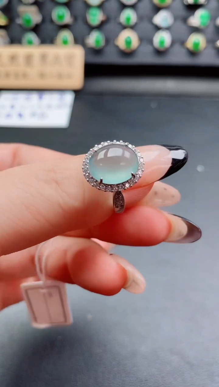 银S925镶嵌戒指翡翠1
