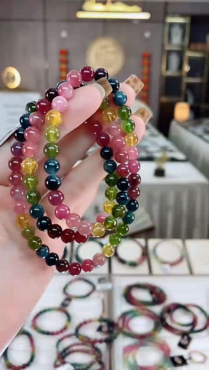 三圈手串6mm+未镶嵌碧玺dan多样性发货一条