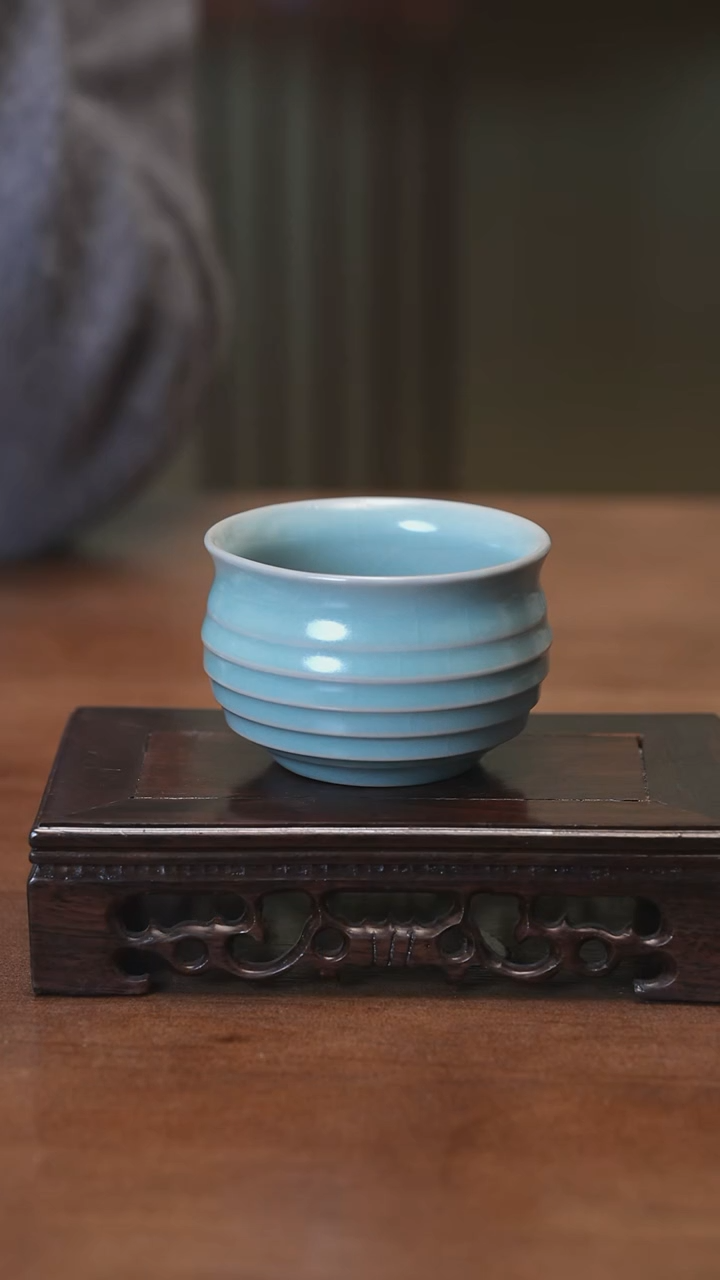 【闪购商品】Y宝丰宋官窑原产地汝瓷钱袋子杯（微瑕）