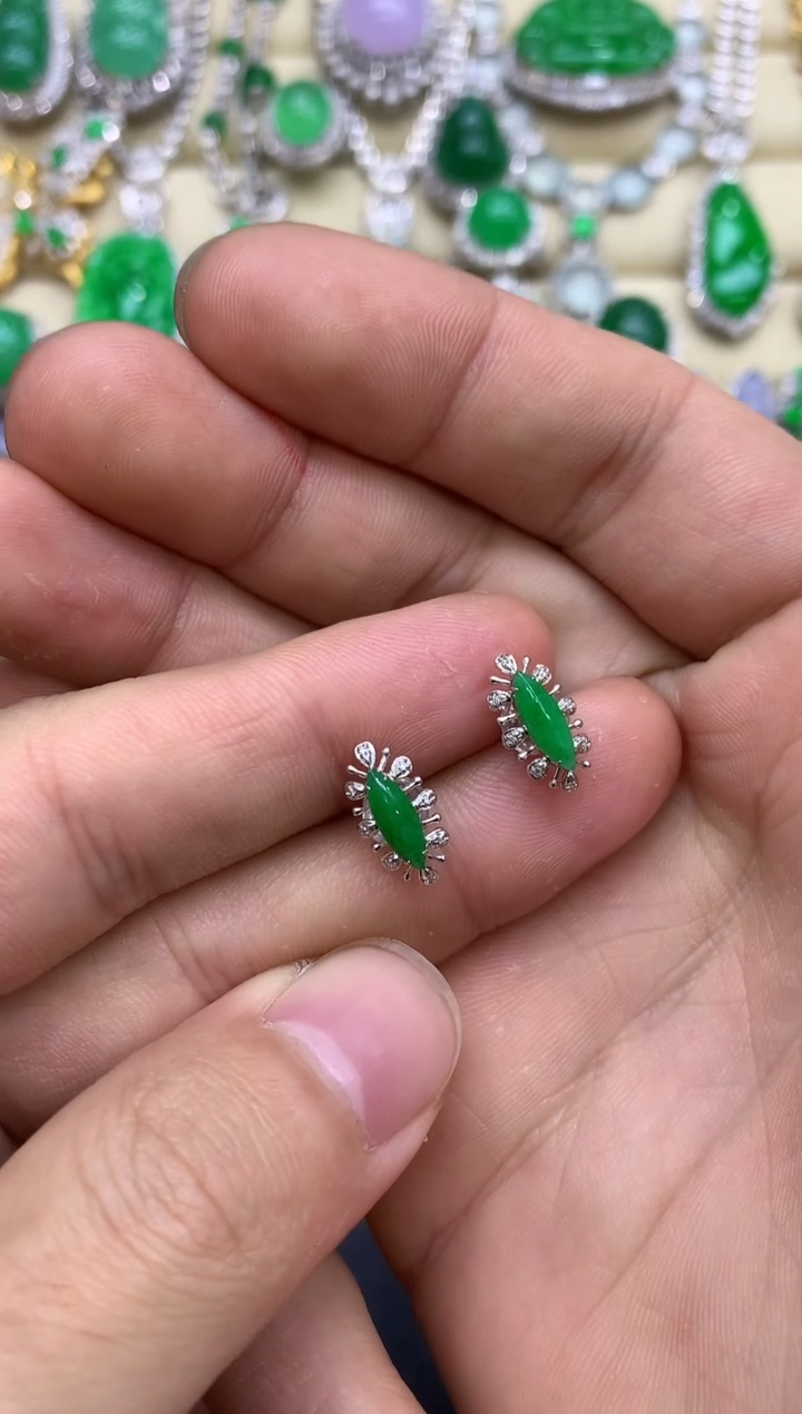 18K金镶嵌翡翠耳饰238-中国好珍宝