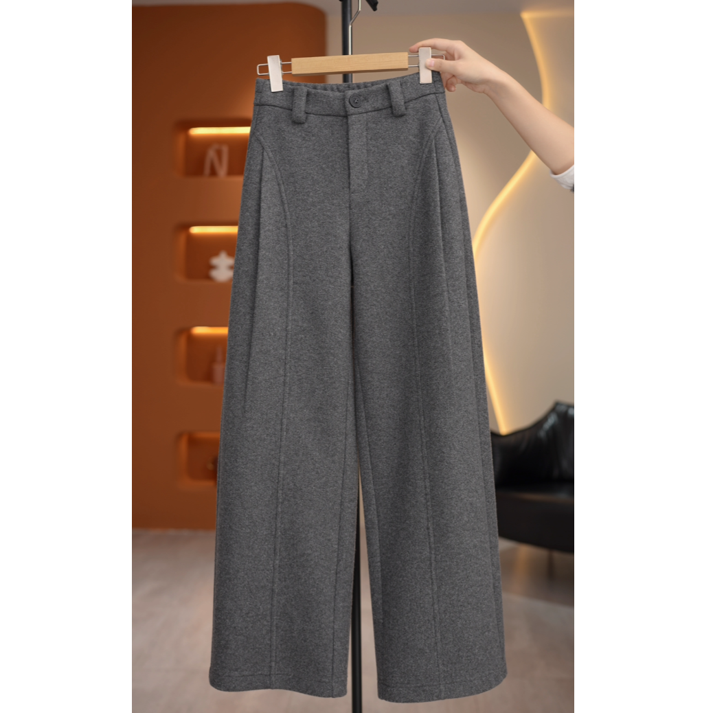 【荣】羊毛休闲裤女秋冬新款窄版显瘦休闲裤【不带腰带】-K19849