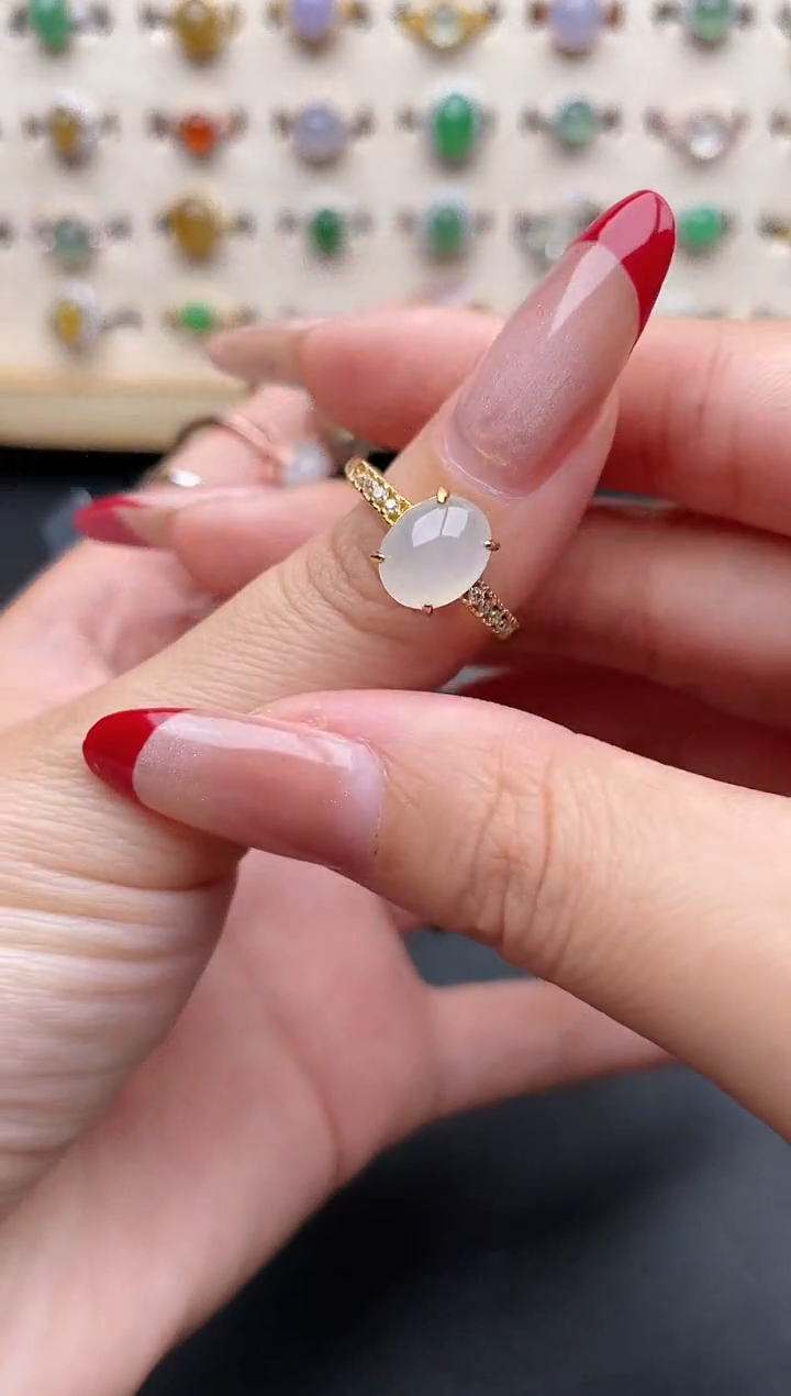 【闪购商品】翡翠戒指银S925镶嵌一物一证一礼盒