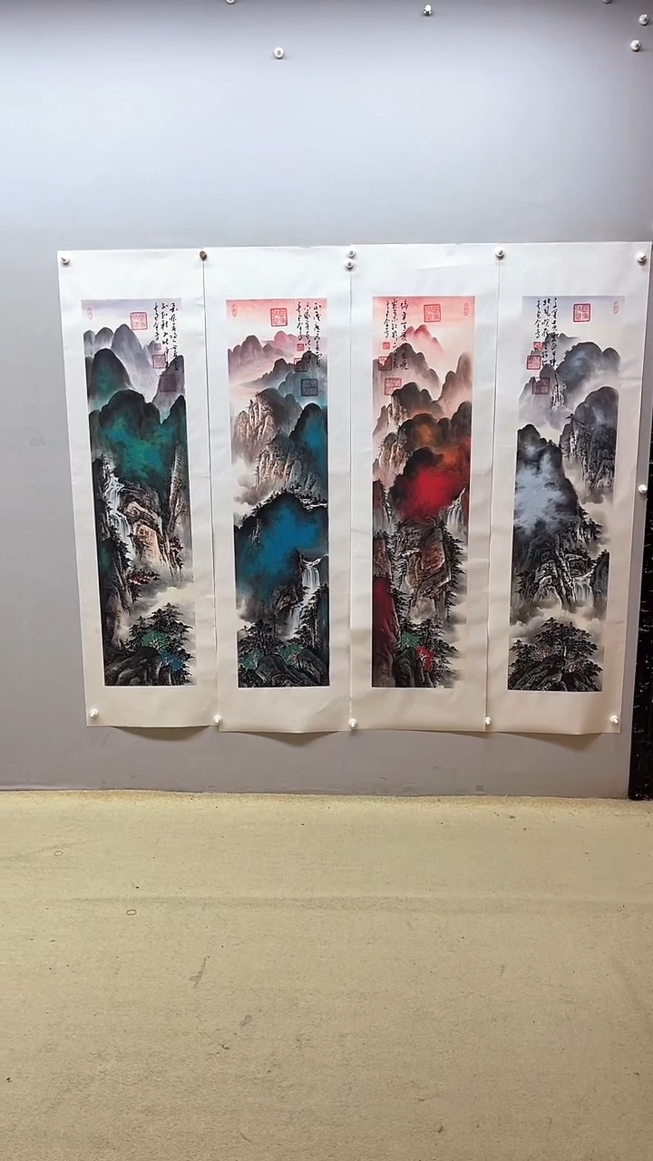 【闪购商品】国画张金专 泼彩条屏