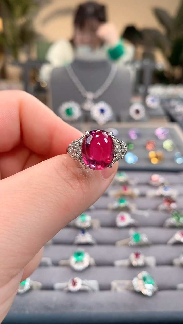 【闪购商品】碧玺戒指铂Pt850镶嵌卢比来