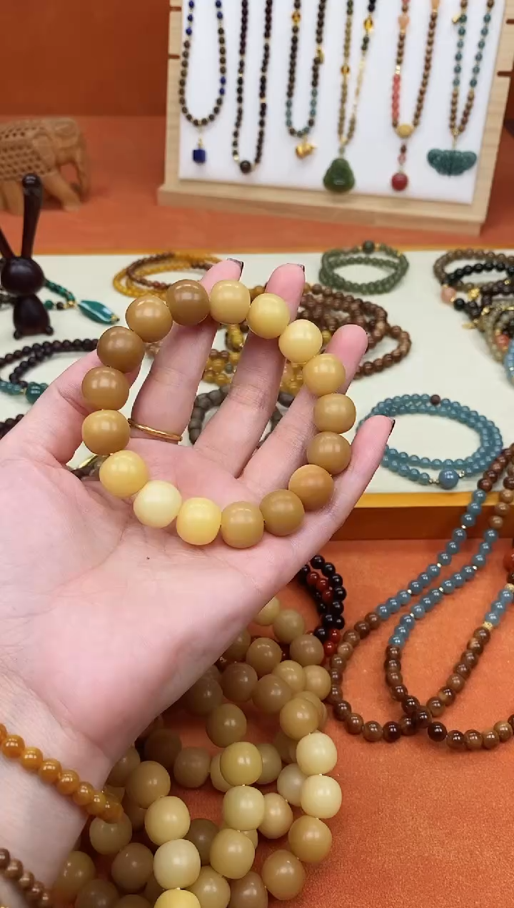 手串菩提根/象牙果风化菩提根老料单圈手串