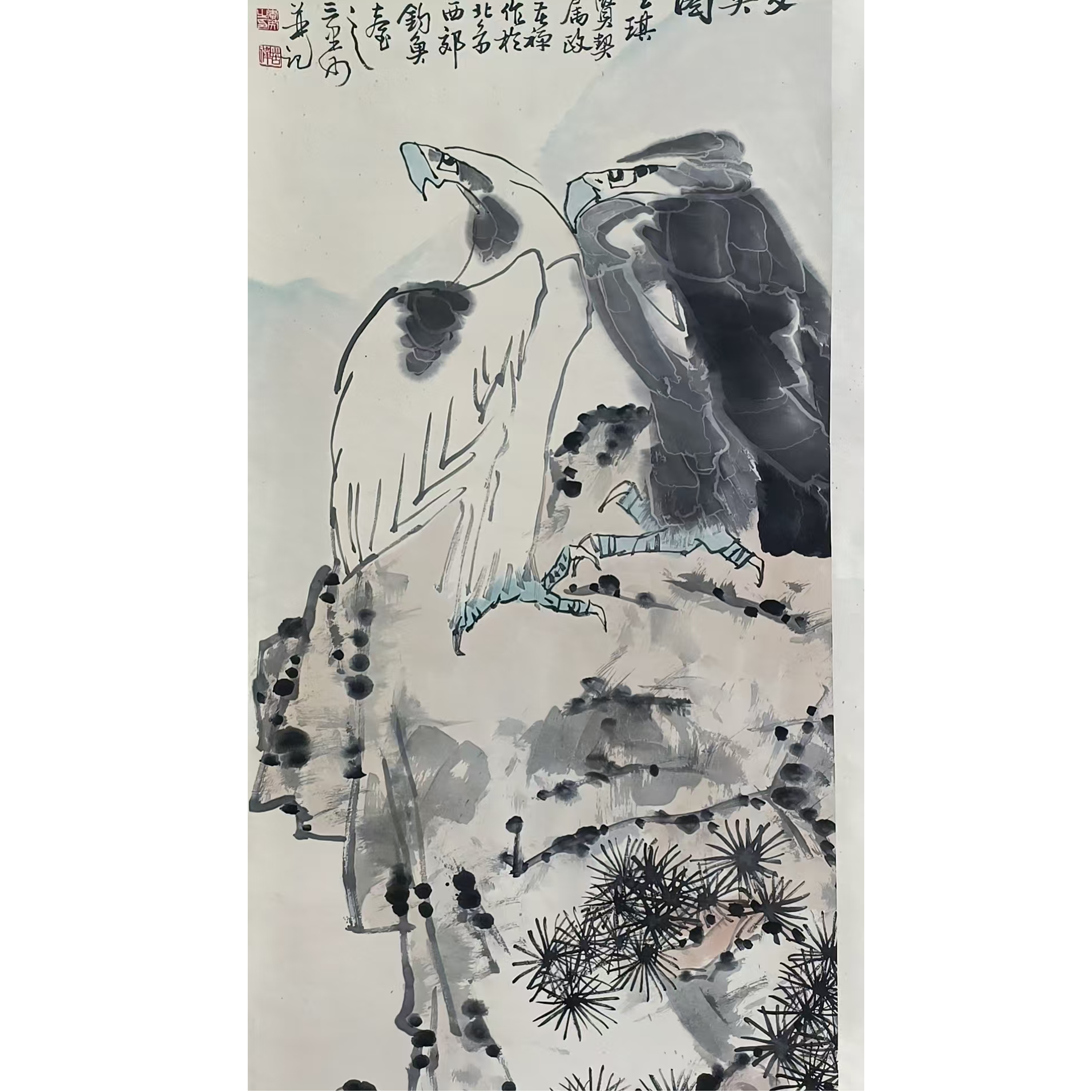 李     双鹰挂轴135*67