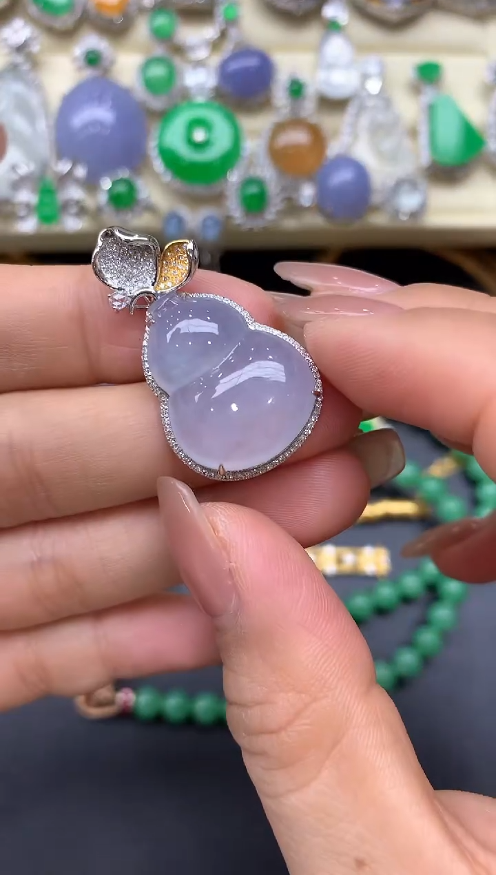 颈饰18K金镶嵌翡翠415-中国好珍宝