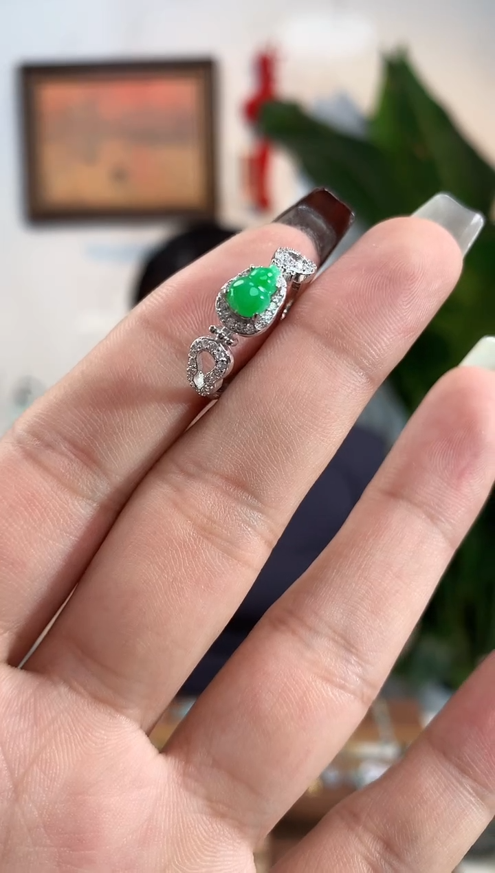 【闪购商品】翡翠银S925镶嵌戒指戒指