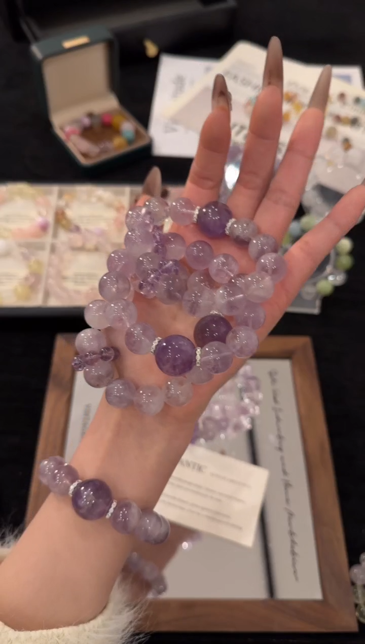 合金手链水晶紫兔毛x3424