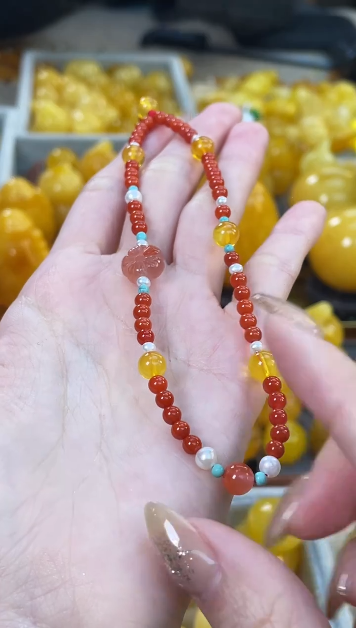 裸石琥珀未镶嵌多样性发货发其一J  手机链