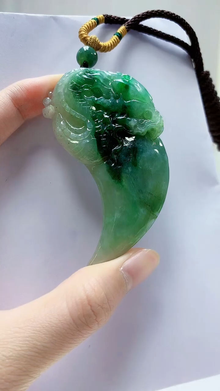 未镶嵌定制翡翠4868zm-毛货挂件48龙牙