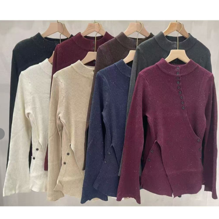 【南油玲姐】酒红色针织衫K49