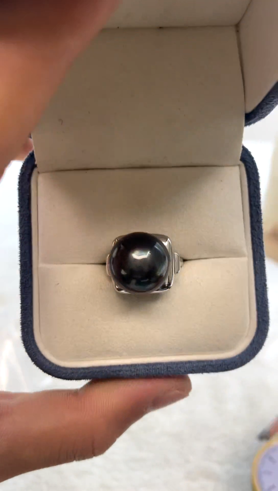 银S925镶嵌戒指海水珍珠14-15