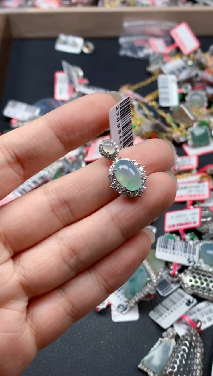 银S925镶嵌戒指翡翠天然A货缅甸翡翠