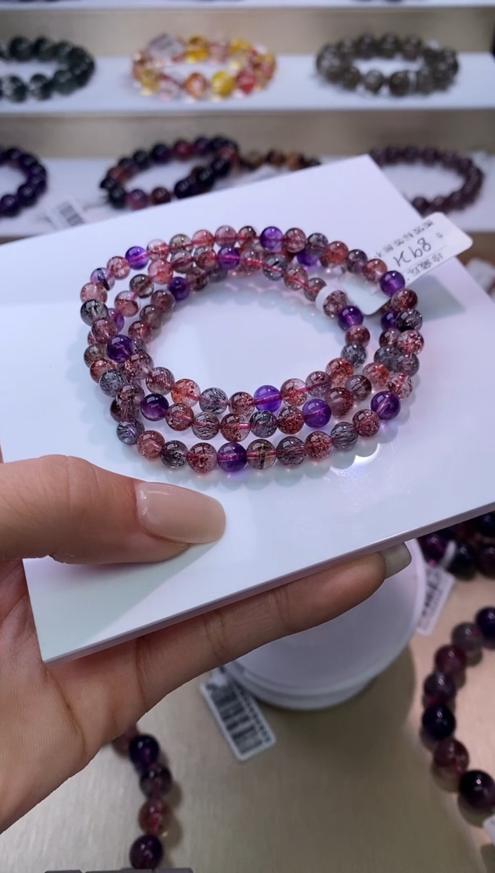 【闪购商品】水晶手链未镶嵌黑加仑超七多圈6m+