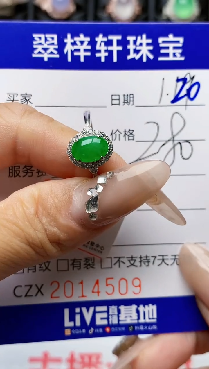 【闪购商品】翡翠戒指银S925镶嵌4509