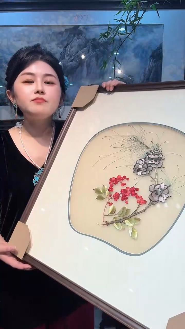 横款非遗苏绣手工刺绣装饰画不包邮