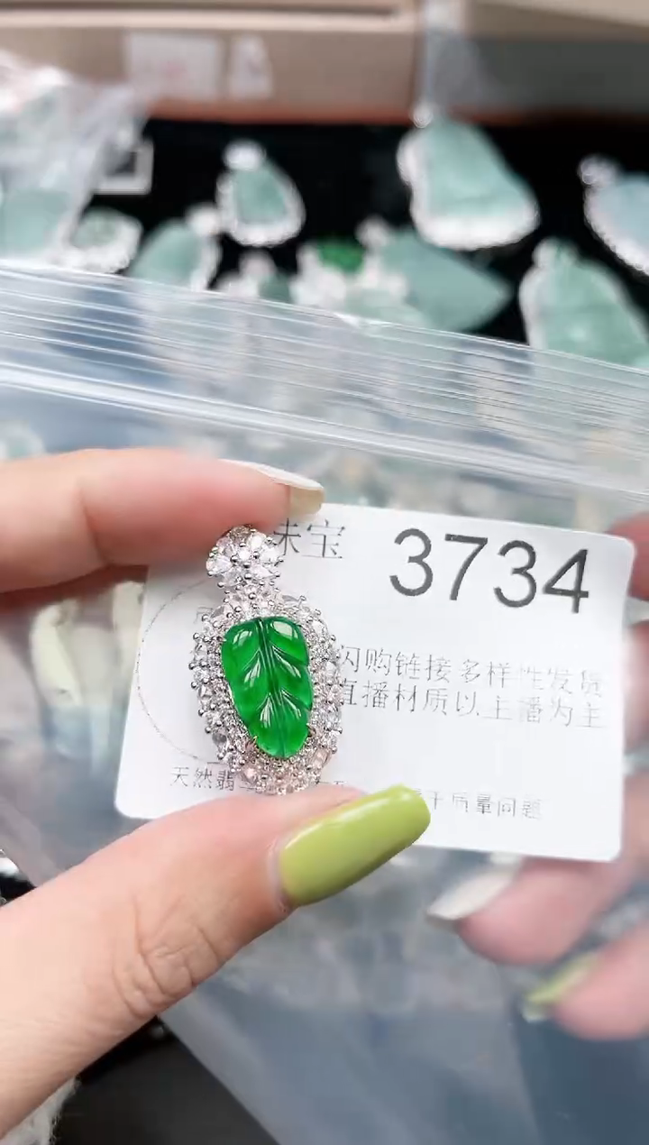 【闪购商品】翡翠颈饰未镶嵌3734赠皮绳