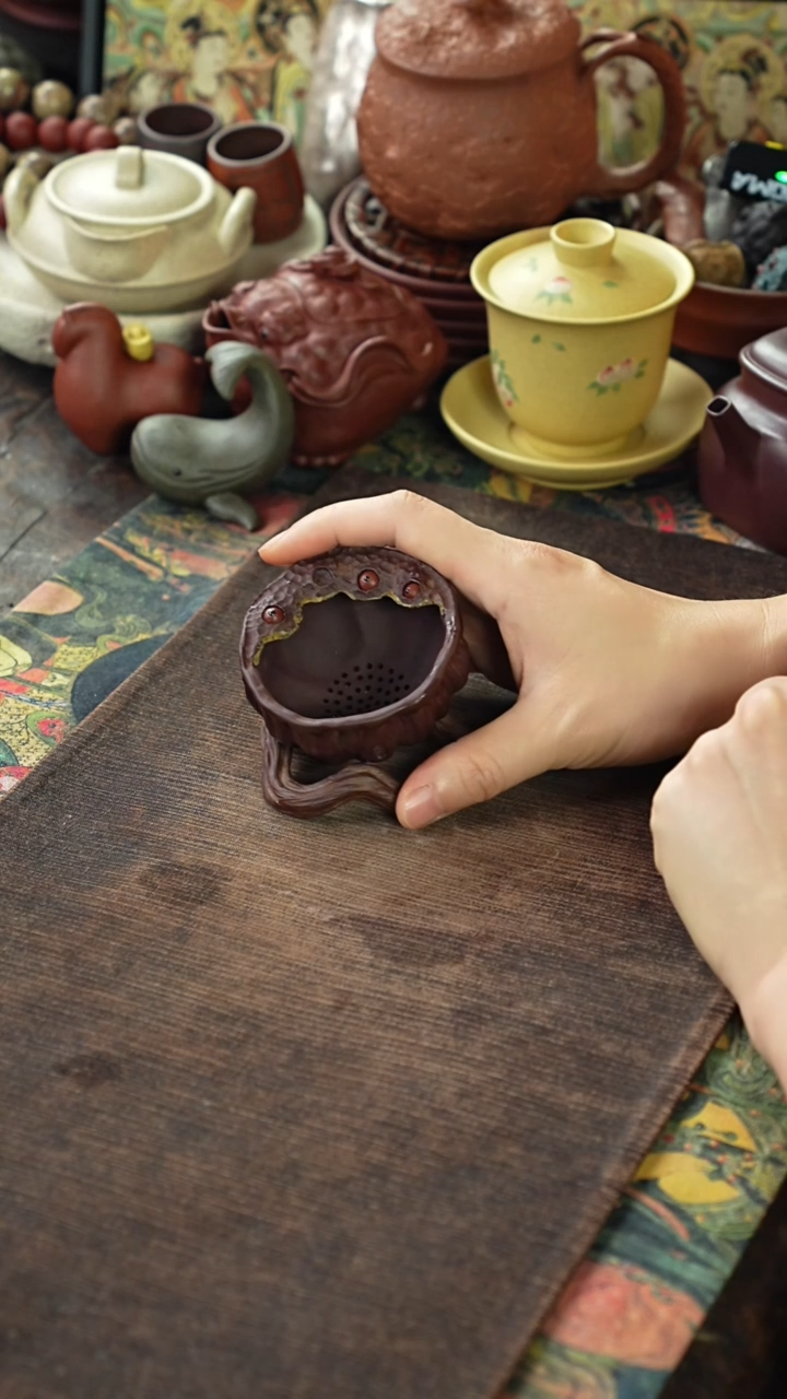 创意莲蓬紫砂茶漏