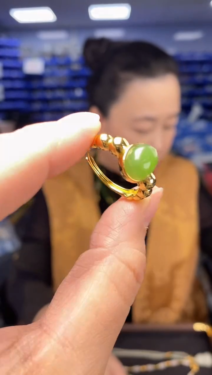 银S925镶嵌戒指和田玉JZ1997