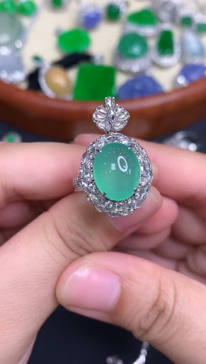 颈饰18K金镶嵌翡翠573-中国好珍宝-三用款