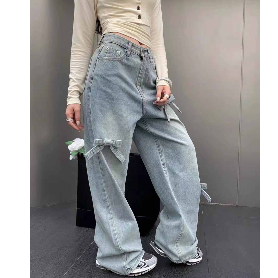 TEEINXX蝴蝶结牛仔长裤KZ013