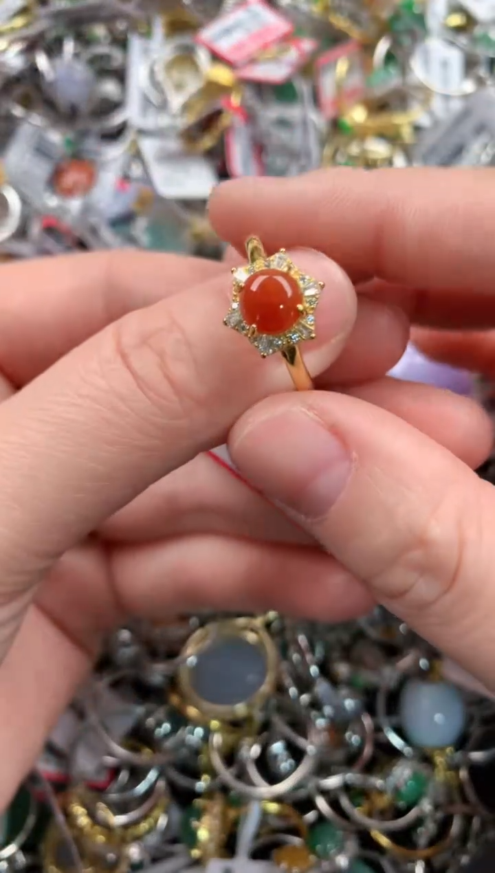 银S925镶嵌戒指翡翠555   7