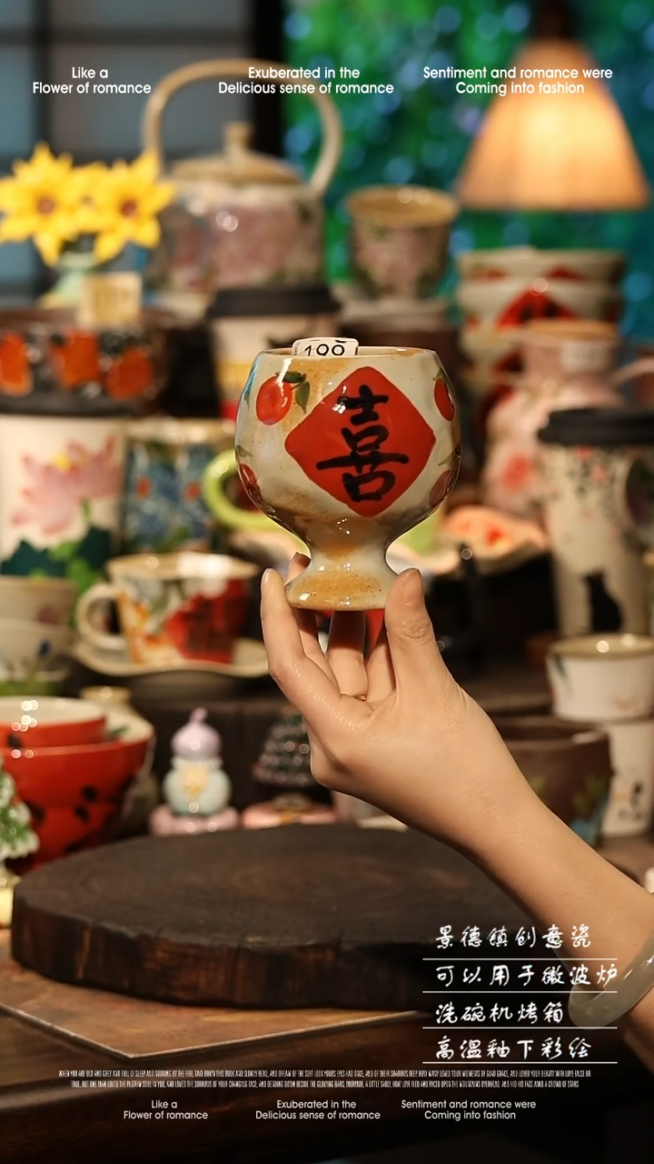 陶瓷景德镇高温釉下彩手工手绘款式